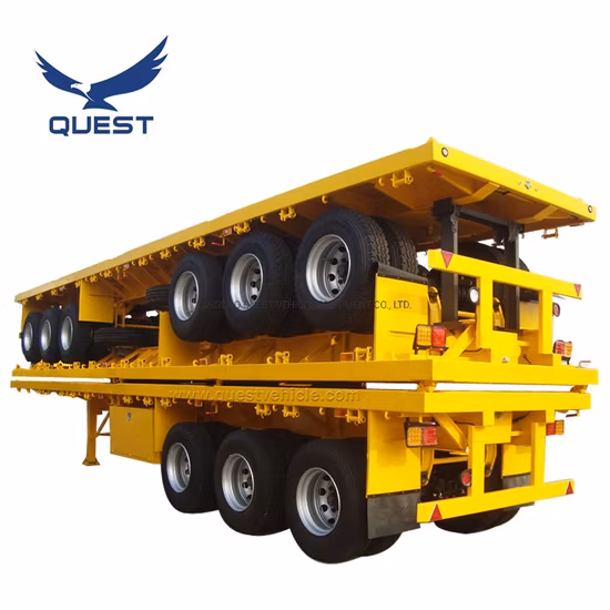 Quest Vehicle 3 Axle Flatbed 40 Ton 40FT Container Semi-Trailer