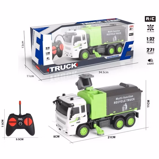 New Design 1: 14 Scale Radio Control Engineering Truck Toys RC Fire Truck Sanitation Trucks Toy Light Music Spray Function Multifunction Remote Vehicle