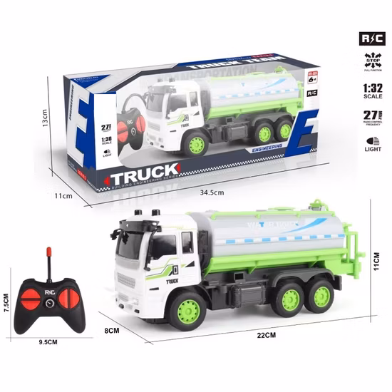 New Design 1: 14 Scale Radio Control Engineering Truck Toys RC Fire Truck Sanitation Trucks Toy Light Music Spray Function Multifunction Remote Vehicle