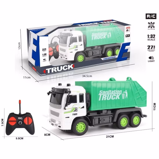 New Design 1: 14 Scale Radio Control Engineering Truck Toys RC Fire Truck Sanitation Trucks Toy Light Music Spray Function Multifunction Remote Vehicle